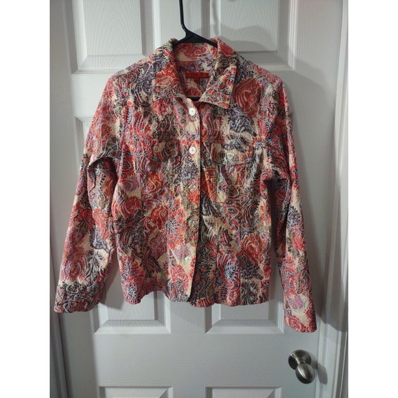 Joni B Top Size M Multicolor Thick Long Sleeve Button - Picture 1 of 9